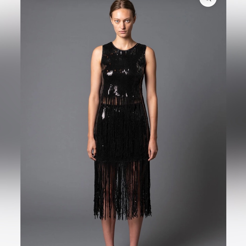 Le Superbe Size 6 NWT Stunning Volcanic Glass Fringed top, lined, back zipper - Picture 12 of 15
